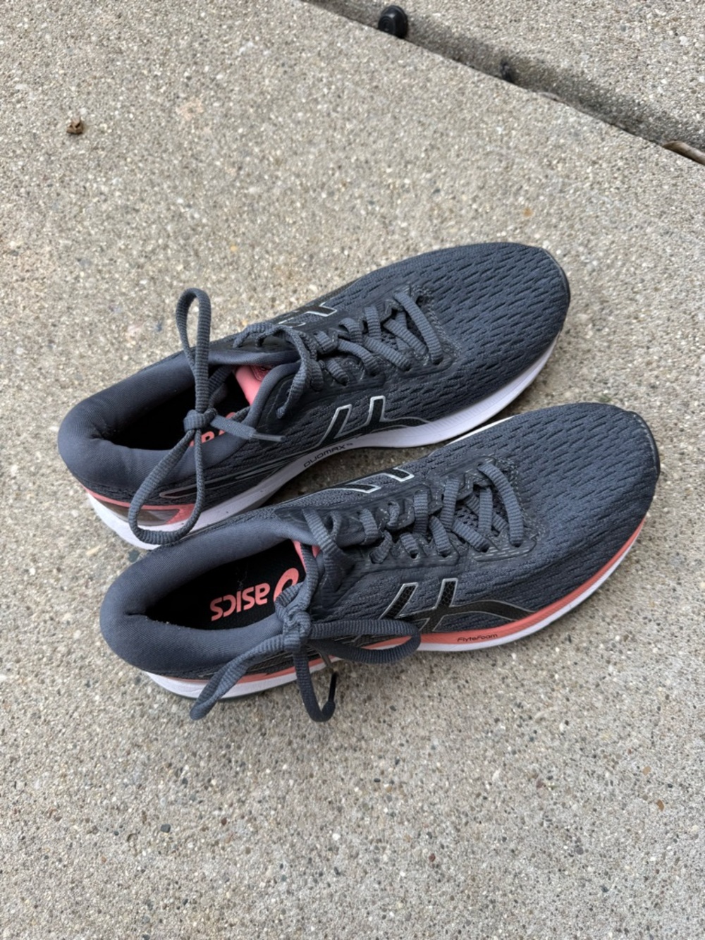 Asics Gray Running Shoes with Coral Accents